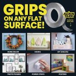 Alientape Nano Double Sided Tape, Multipurpose Removable Adhesive Transparent Grip Mounting Tape Washable Strong Sticky Heavy Duty for Carpet Photo Frame Poster Décor As Seen On TV (1 Roll) - Image 9